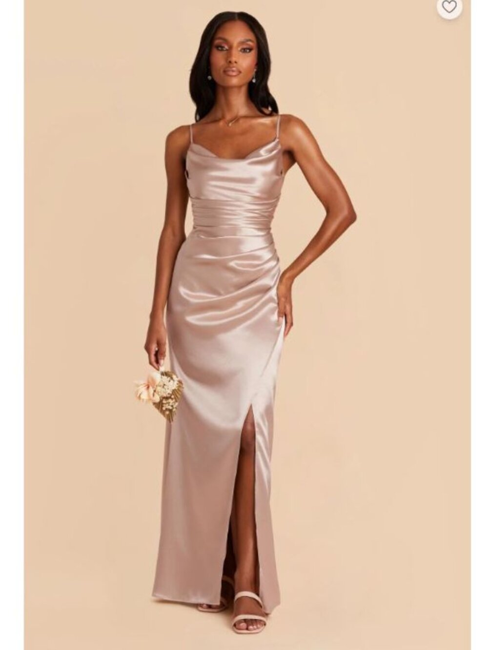 Birdy Grey Lydia Shiny Satin Dress in Taupe | S